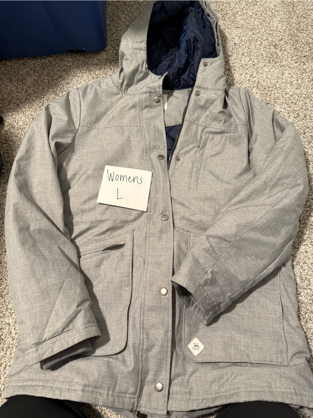 Vans Women's Light Gray Hooded Ski Jacket